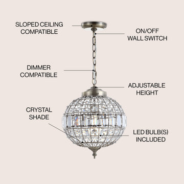 Georgina Crystal/Metal LED Pendant